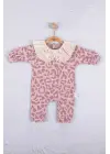 Leopar Dama Desenli % 100 Pamuk Kız Bebek Tulum