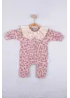 Leopar Dama Desenli % 100 Pamuk Kız Bebek Tulum