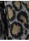 Omarı Şık ve Trendy Leopar Desenli Kaşe Ceket - Gri