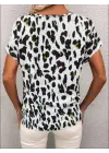 Omarı Hafif Kumaşlı Leopar Desen Bluz