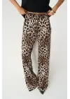 Omarı Yüksek Bel Leopar Desenli Lastikli Pantolon