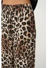 Omarı Yüksek Bel Leopar Desenli Lastikli Pantolon