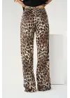 Omarı Yüksek Bel Leopar Desenli Lastikli Pantolon