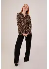 Omarı Rahat Kalıp Leopar Desen Gömlek