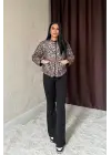 Omarı Desenli Kapitone Ceket - Stilinize Leopar Dokunuşu