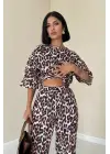 Omarı Leopar Desenli Şık Takım Set