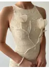 Omarı Çiçek Desenli Zarif Elbise