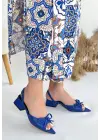Modern Mavi Cilt Topuklu Ayakkabı