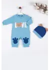 Love Bear Nakışlı % 100 Pamuk Erkek Bebek Tulumu