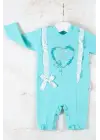 Love Kalp Nakışlı % 100 Pamuk Kız Bebek Tulumu