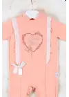 Love Kalp Nakışlı % 100 Pamuk Kız Bebek Tulumu