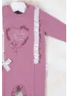 Love Kalp Nakışlı % 100 Pamuk Kız Bebek Tulumu