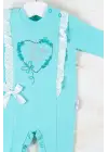 Love Kalp Nakışlı % 100 Pamuk Kız Bebek Tulumu