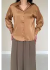 Omarı Saten Vizon Renkli Gömlek