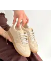 Lunga Bej Cilt Bağcıklı Spor Ayakkabı