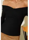 Madonna Çapraz Yaka Bluz Siyah  