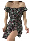 Madonna Yaka Çiçek  Desenli Elbise