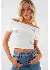 Madonna Yaka Kelebek Detaylı Bluz 957 - Beyaz