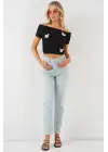 Madonna Yaka Kelebek Detaylı Bluz 957 - Siyah