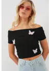 Madonna Yaka Kelebek Detaylı Bluz 957 - Siyah