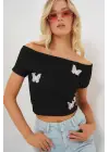Madonna Yaka Kelebek Detaylı Bluz 957 - Siyah