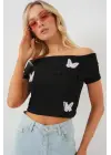 Madonna Yaka Kelebek Detaylı Bluz 957 - Siyah