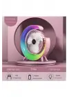 Masaüstü Vantilatör Usb Şarjlı Rgb Led Işıklı 3 Kademeli 180° Ayarlanabilir Soğutucu Fan Pembe