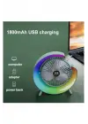Masaüstü Vantilatör Usb Şarjlı Rgb Led Işıklı 3 Kademeli 180° Ayarlanabilir Soğutucu Fan Pembe