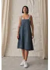 Omarı Askı Aparatlı Kot Elbise - Mavi Stil