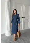 Mavi Benorra Uzun Kollu Elbise