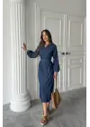 Mavi Benorra Uzun Kollu Elbise