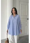 Mavi Çizgili Uzun Gömlek
