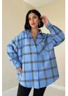 Omarı Şık Mavi Ekose Desenli Gömlek