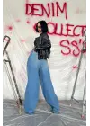 Mavi Geniş Paça Jeans Pantolon