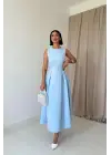 Omarı Mavi Halter Yaka Bebe Elbise