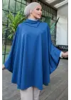 Omarı Şık Mavi Şal Yaka Panço