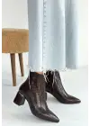Meça Kahverengi Cilt Topuklu Bot