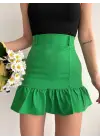 Omarı Yeşil Fırfırlı Etek - Şık Tasarım