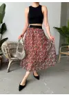 Omarı Sezona Uygun Baskılı Uzun Etek