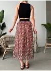 Omarı Sezona Uygun Baskılı Uzun Etek