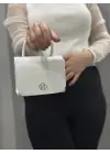 Omarı Parlak Beyaz Deri Çanta
