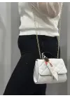 Omarı Elegant Beyaz Deri Çanta