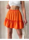 Omarı Turuncu Çingene Keten Etek