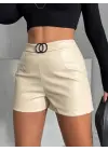 Omarı Deri Tokalı Şort Kaliteli ve Şık Model