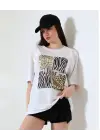 Omarı Şık Desenli Oversize Tişört