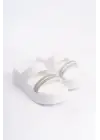 Omarı Trendy Taşlı Rahat Tabanlı Beyaz Bayan Terlik