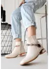 Omarı Kadın Klasik Bej Topuklu Bot