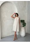 Omarı Doğal ve Rahat Salaş Keten Elbise