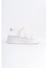 Omarı İnce Tokalı Rahat Tabanlı Bayan Sandalet Beyaz