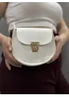 Omarı Elegan Beyaz Deri Cilt Çanta